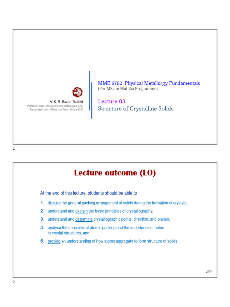 03 - Structure of Crystalline Solids | PDF | Crystal Structure | Crystal