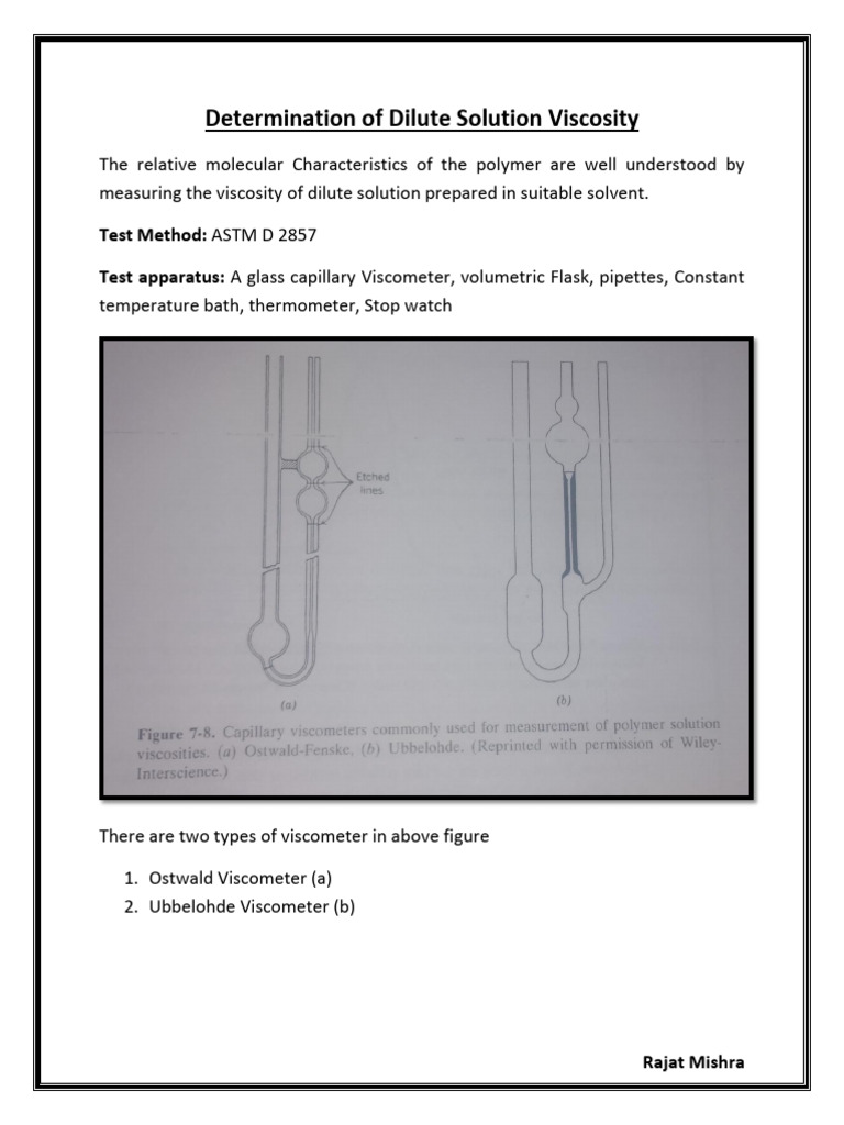 Dilute Solution Viscosity Testing Method Pdf