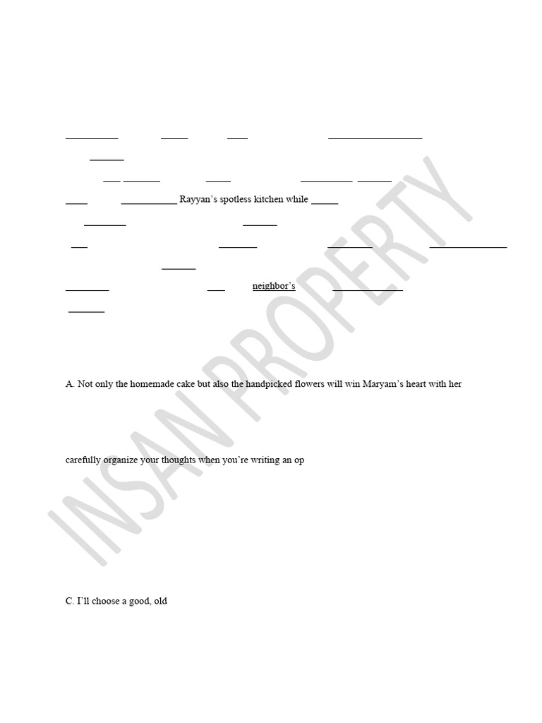 English Mock Test 1 Student Copy | PDF | Bat | Fly