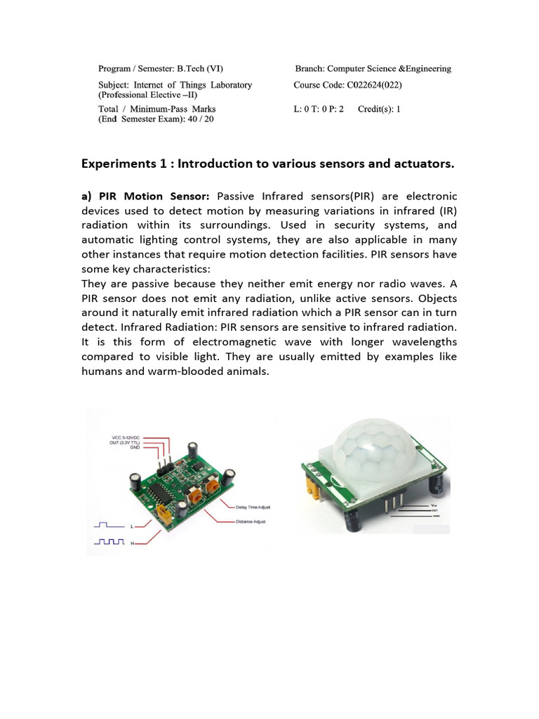 Introduction to Sensors and Actuators | PDF | Infrared | Wireless