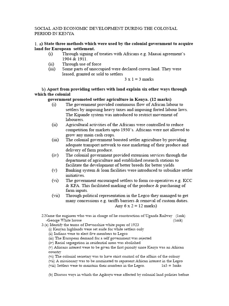 Colonial Land Acquisition and Agriculture in Kenya | PDF | Kenya ...