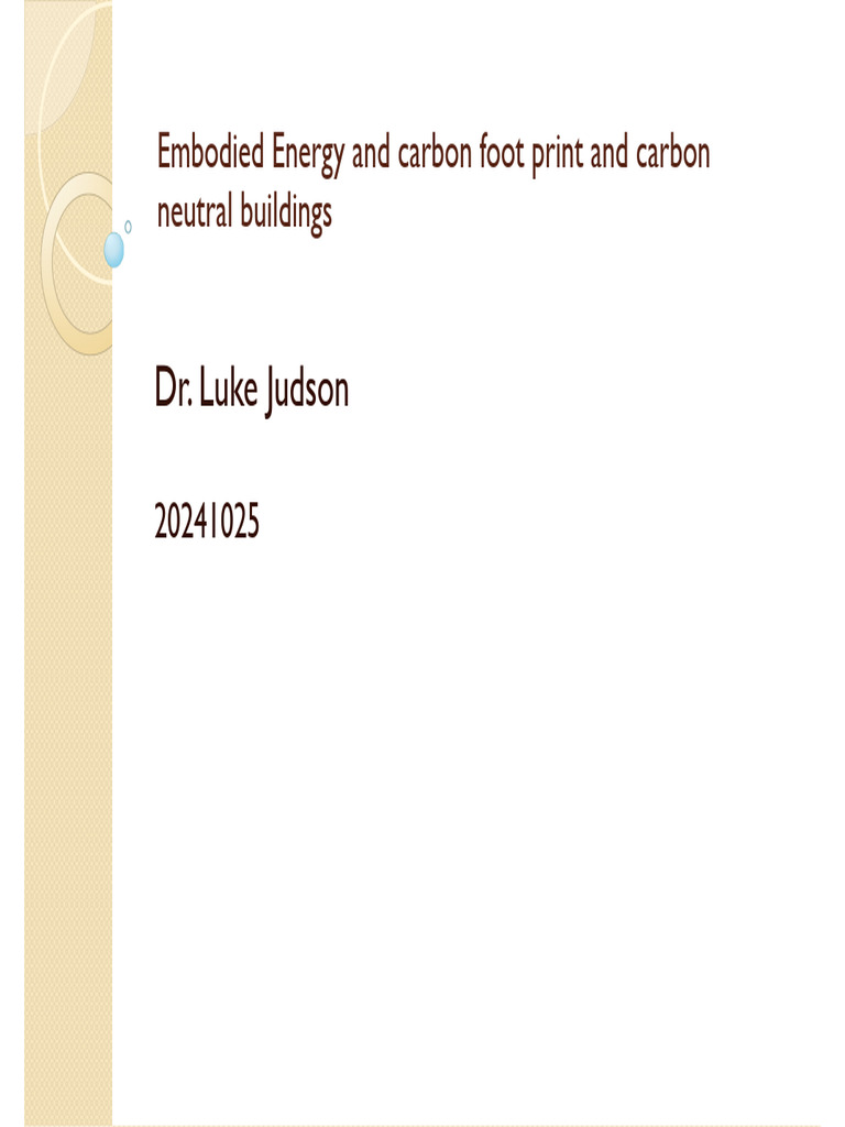 Embodied Energy in Carbon Neutral Buildings | PDF | Life Cycle ...