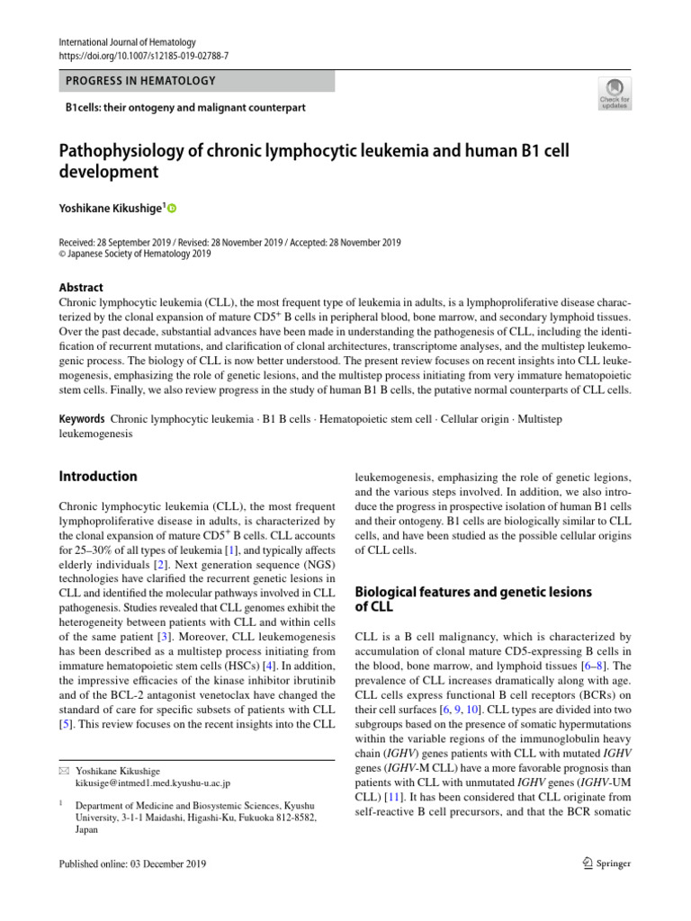 10.1007@s12185 019 02788 7 | PDF | B Cell | Leukemia