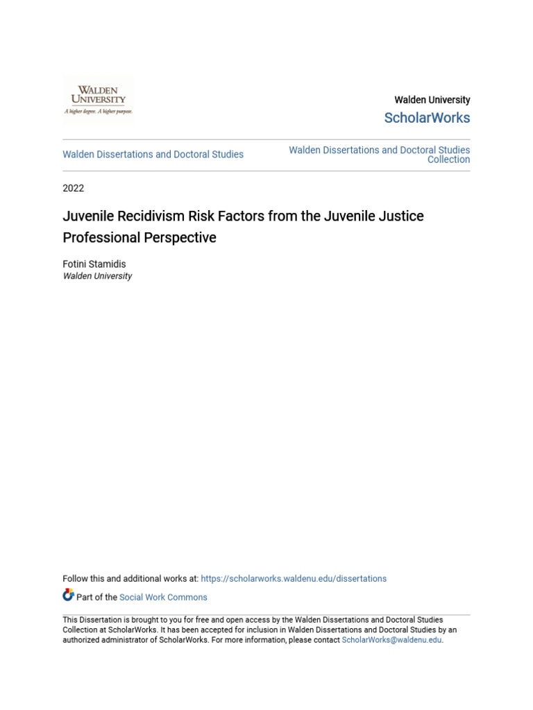 Juvenile Recidivism Risk Factors Analysis | PDF | Juvenile Delinquency ...