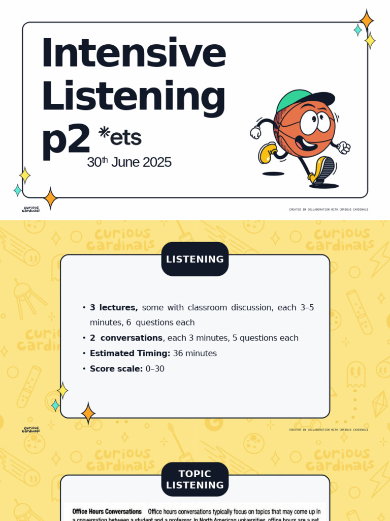 Intensive Listening Test Guide | PDF
