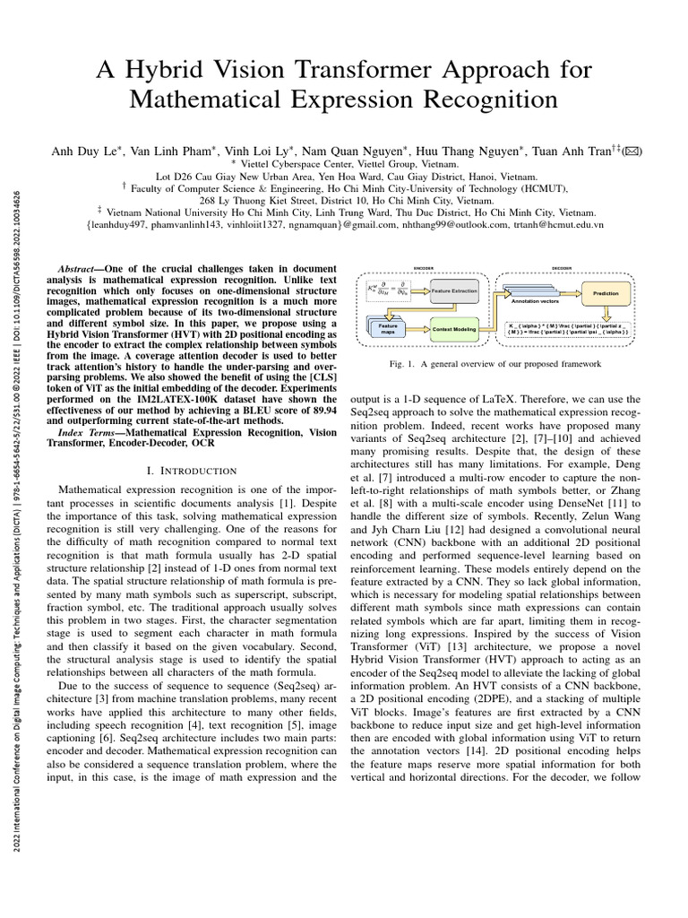 Hybrid Vision Transformer for Math Recognition | PDF | Artificial ...