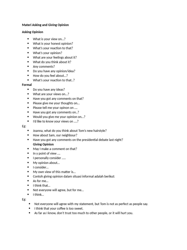 Asking and Giving Opinions Guide | PDF