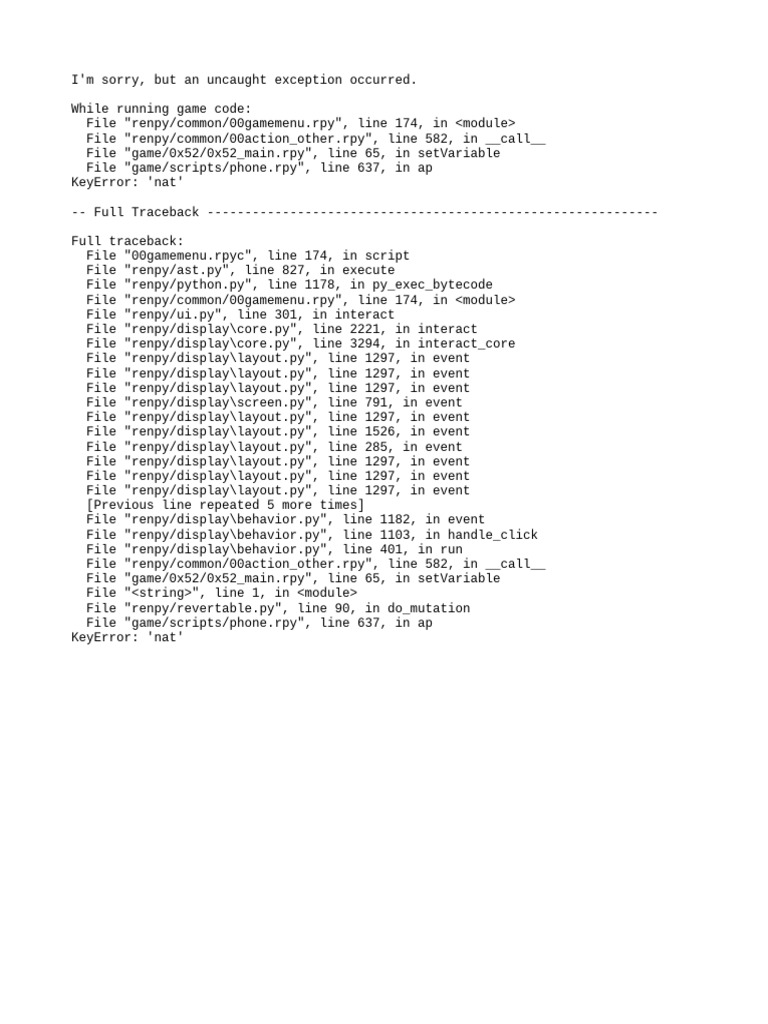 Ren'Py KeyError Debugging Guide | PDF