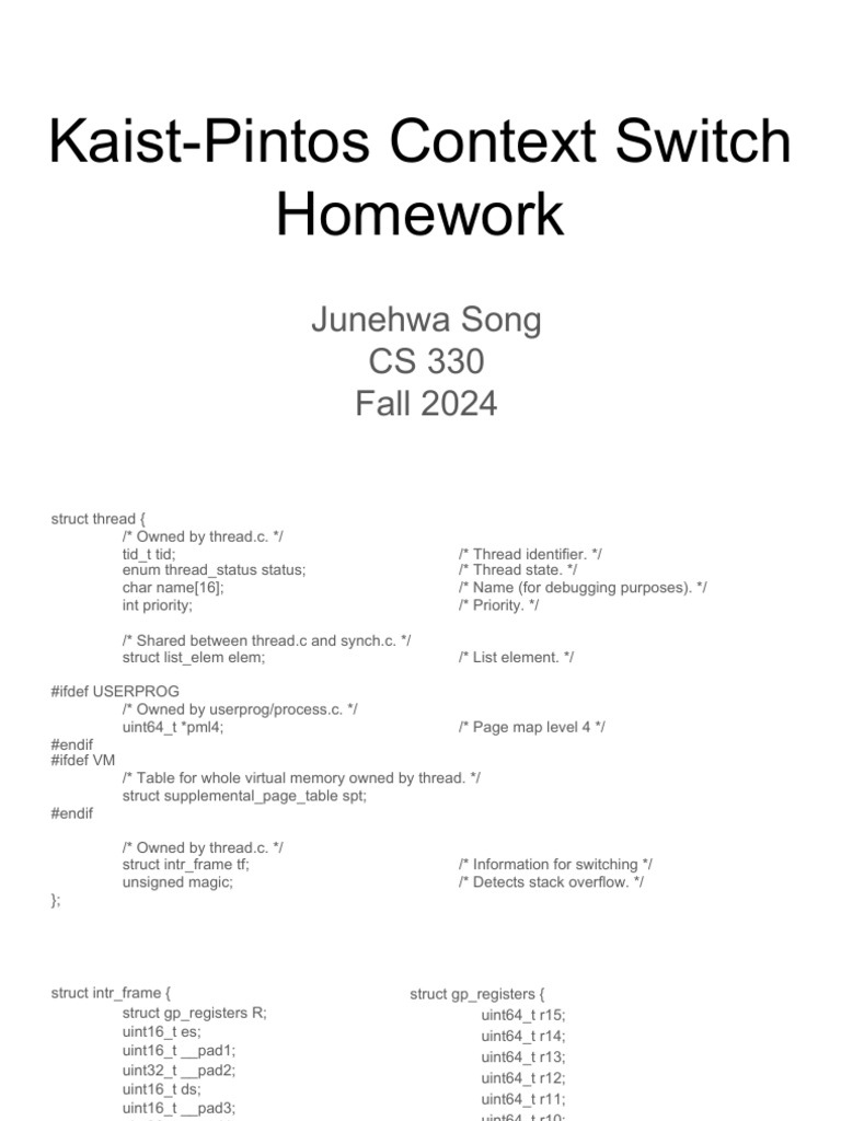 Kaist Pintos Context Switch HW 240911 | PDF | Computer Architecture ...