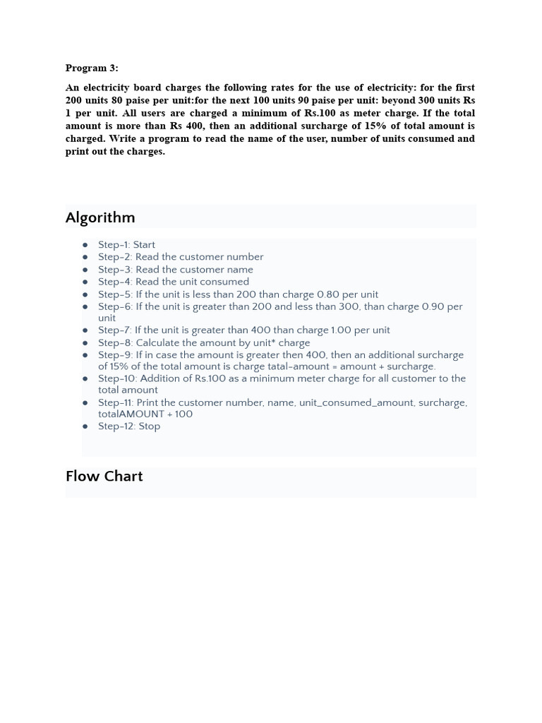 Electricity Bill Calculation Program | PDF