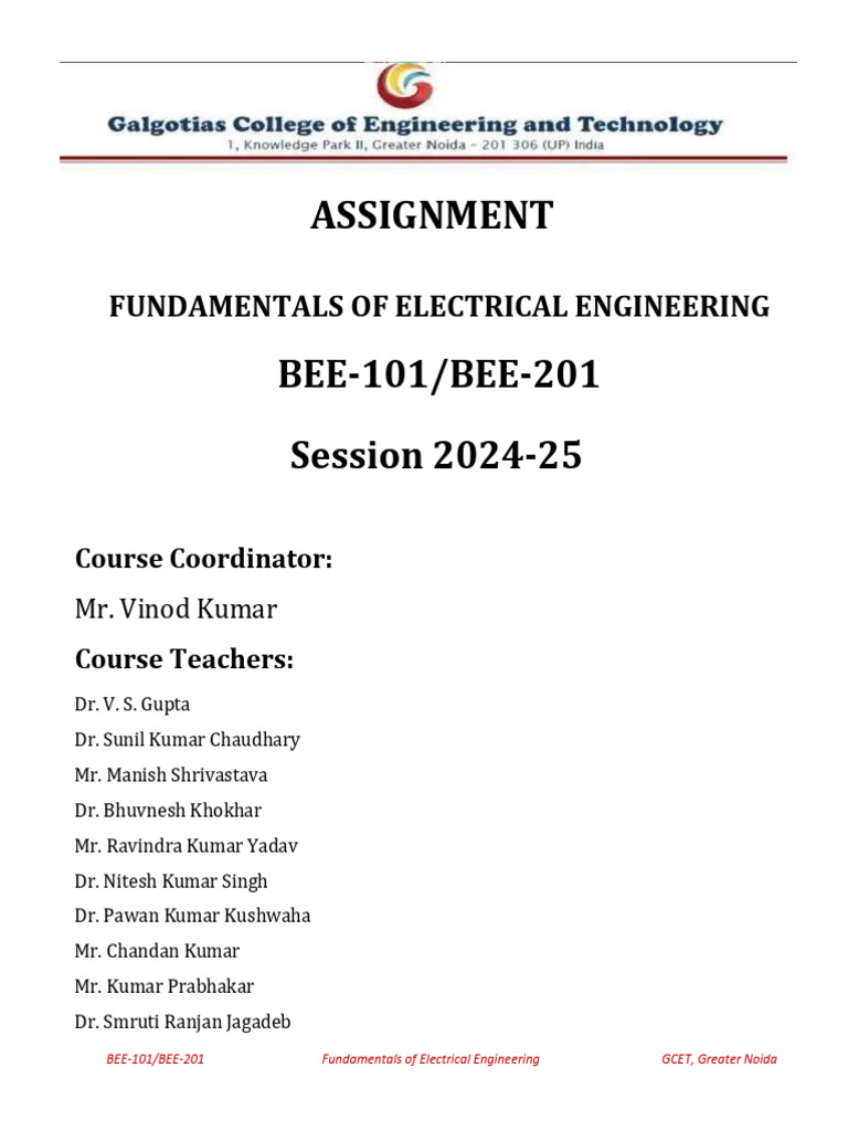 Electrical Engineering Assignment 2024-25 | PDF | Transformer ...