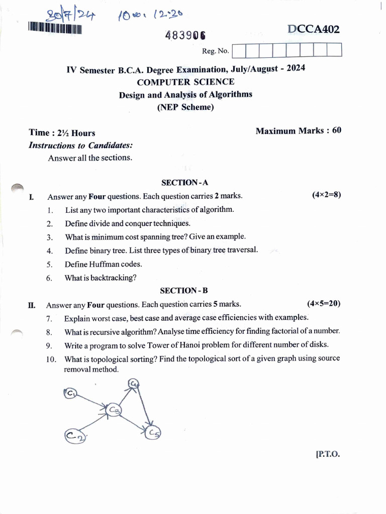 Design and Analysis of Algorithms Exam Guide | PDF | Discrete ...