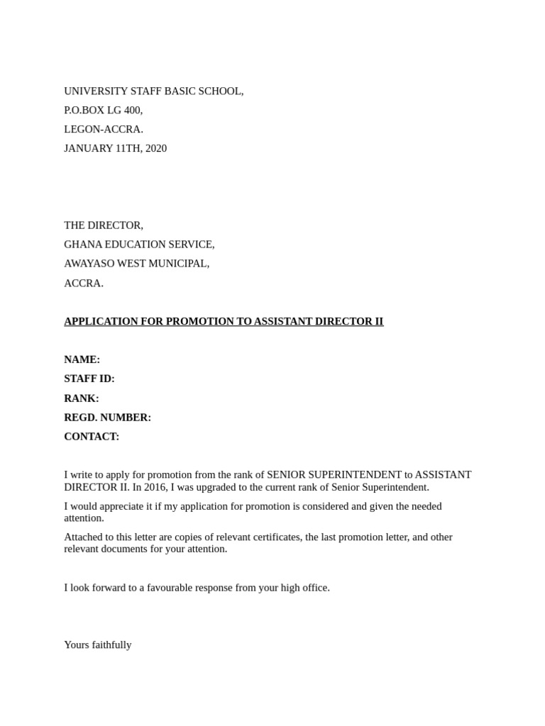 GES Promotion Application Letter | PDF