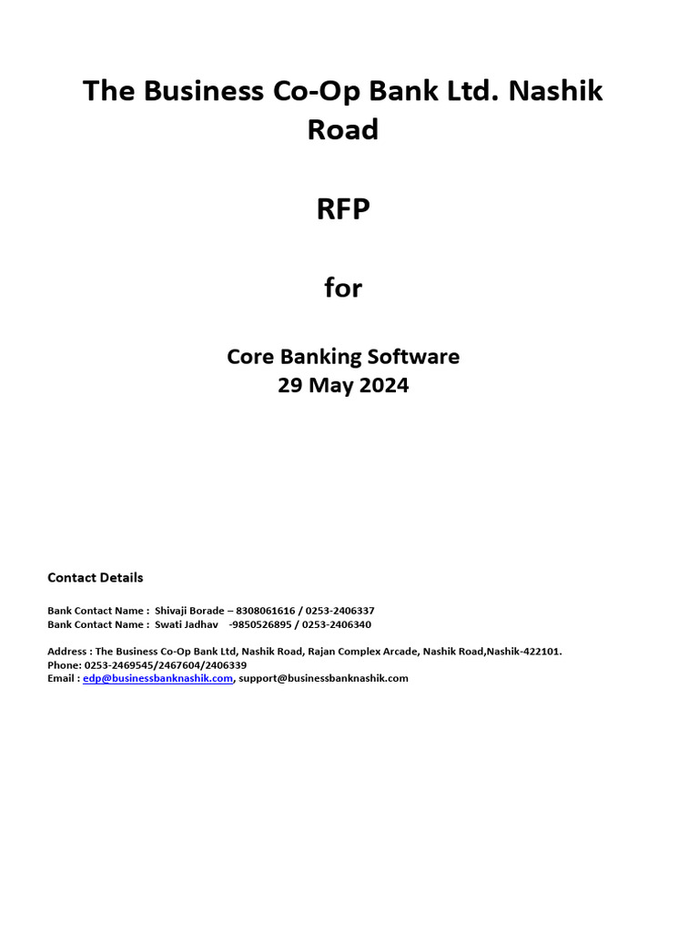 RFP for Core Banking Software Solutions | PDF | Cheque | Banks