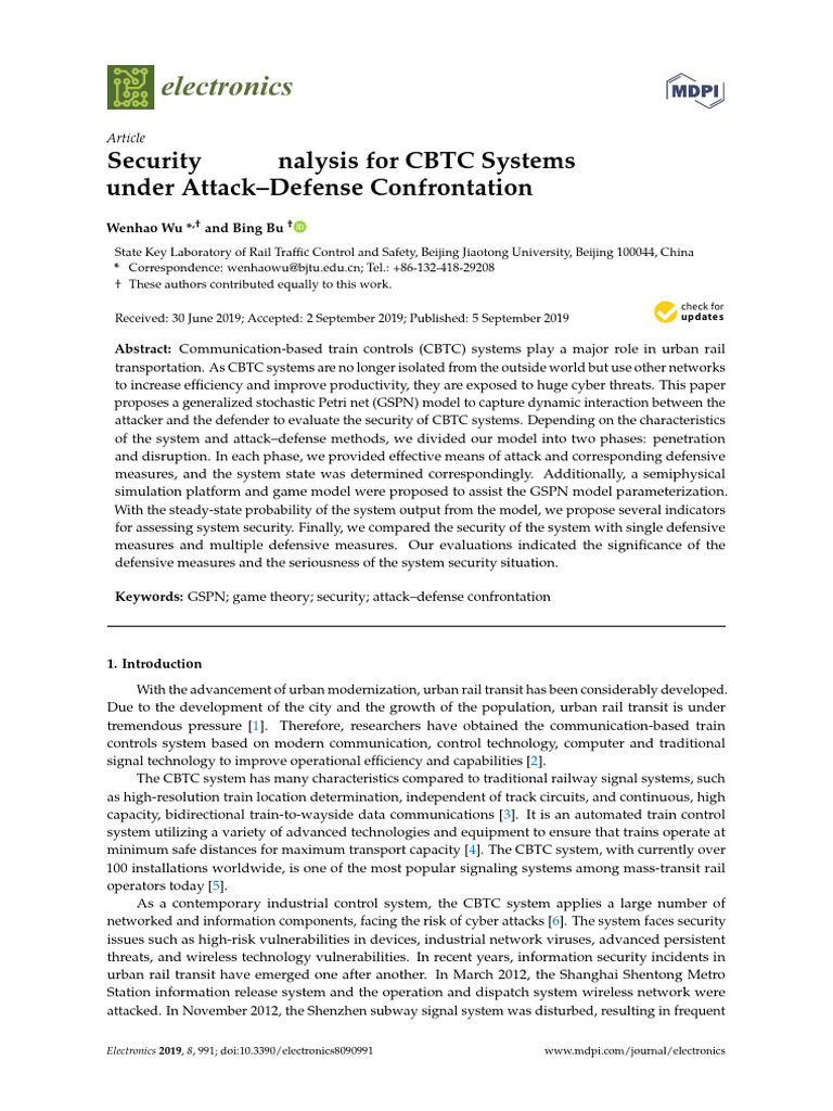 Security Analysis of CBTC Systems | PDF | Computer Network ...