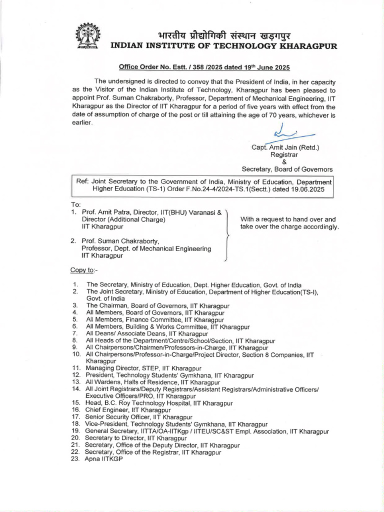 Appointment of Director IIT Kharagpur. | PDF