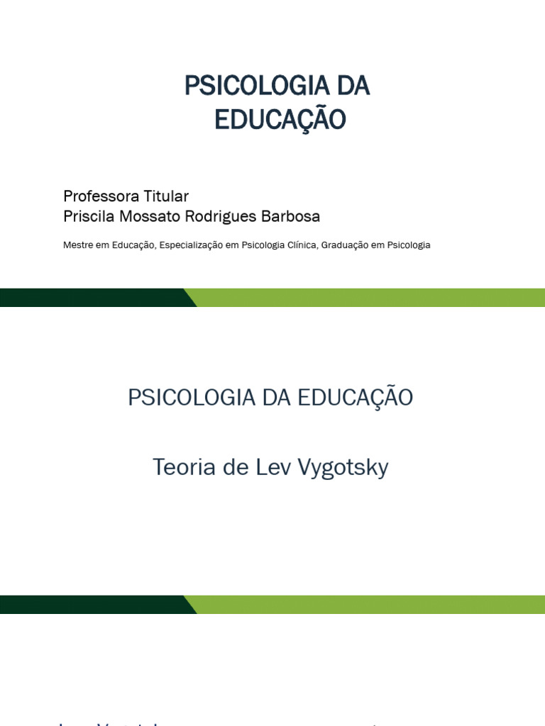Teoria Sociocultural de Vygotsky | PDF