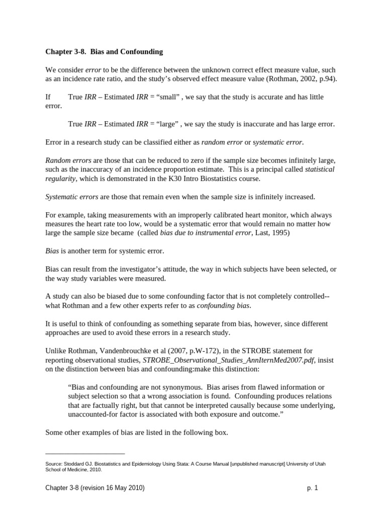 Bias and Confounding in Research Studies | PDF | Sensitivity And ...