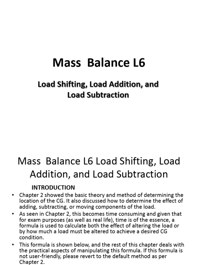Load Shifting and Mass Balance Guide | PDF | Mass | Physics