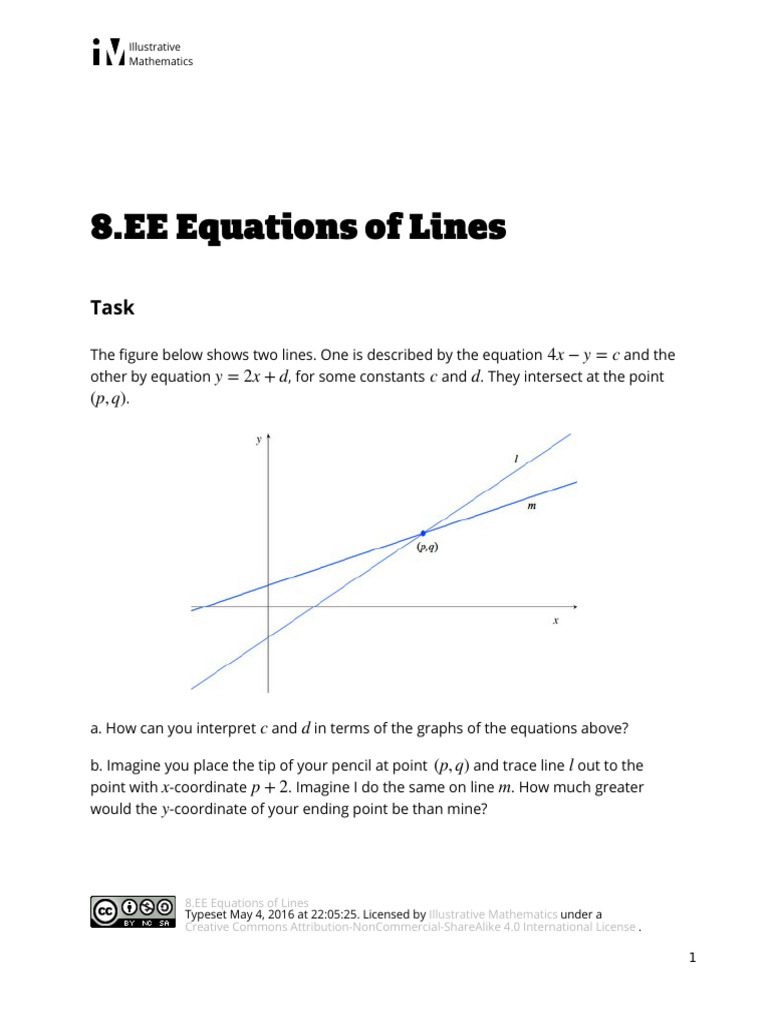 8.EE.B Equations of Lines | PDF