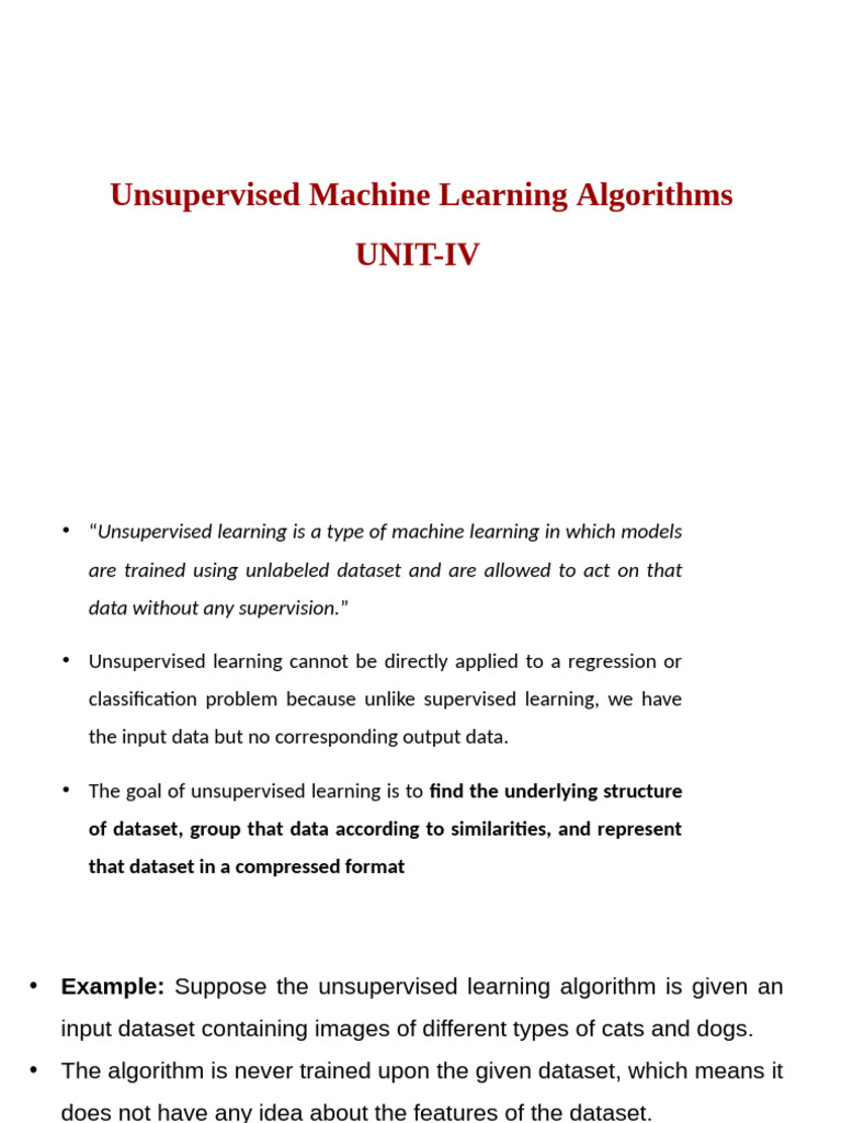 Unsupervised Machine Learning Overview | PDF | Machine Learning ...