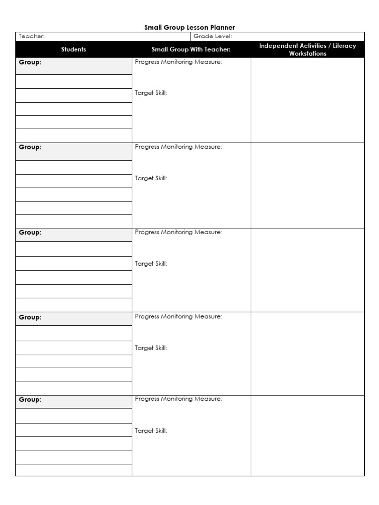 Small Group Lesson Planning Template | PDF