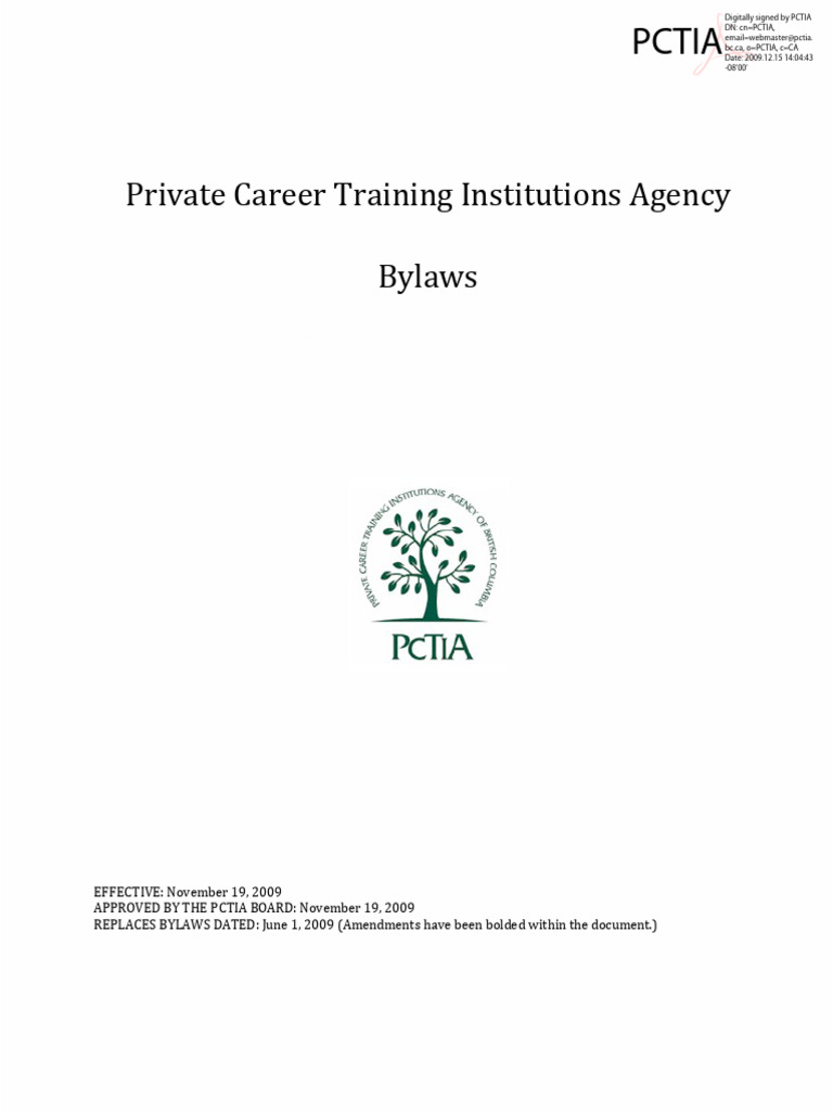 PCTIA Bylaws Web Version - Approved Nov 19 2009 | PDF | Committee | Voting