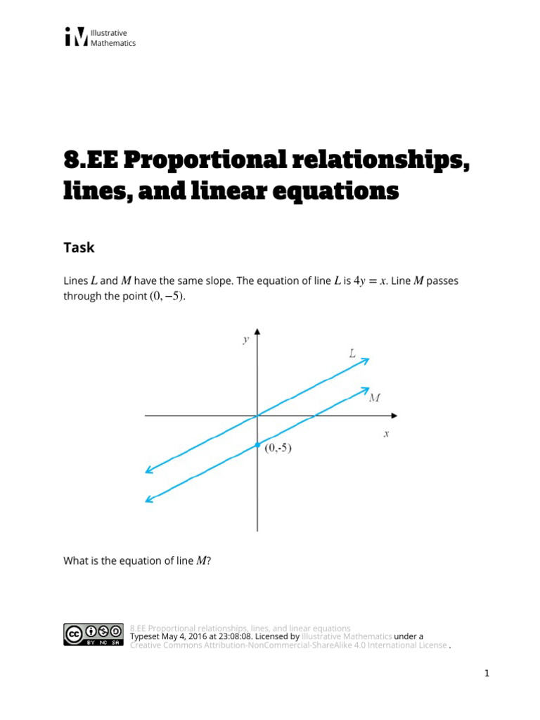 8.EE.B Proportional Relationships Lines and Linear Equations | PDF
