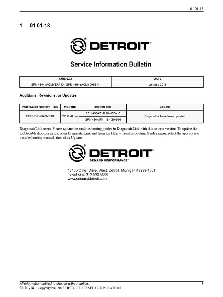 SPN 4364 FMI 18 Diagnostic Update | PDF | Exhaust Gas | Engines