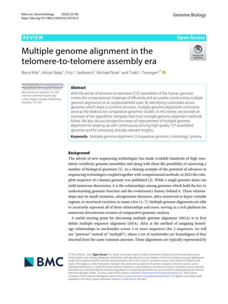 Multiple Genome Alignment in The Telomere-To-telom | PDF | Sequence ...