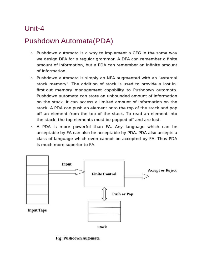 Understanding Pushdown Automata | PDF | Theory Of Computation | Models ...