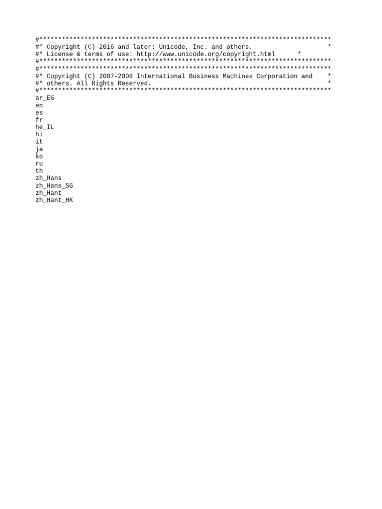 Unicode Language Codes List | PDF