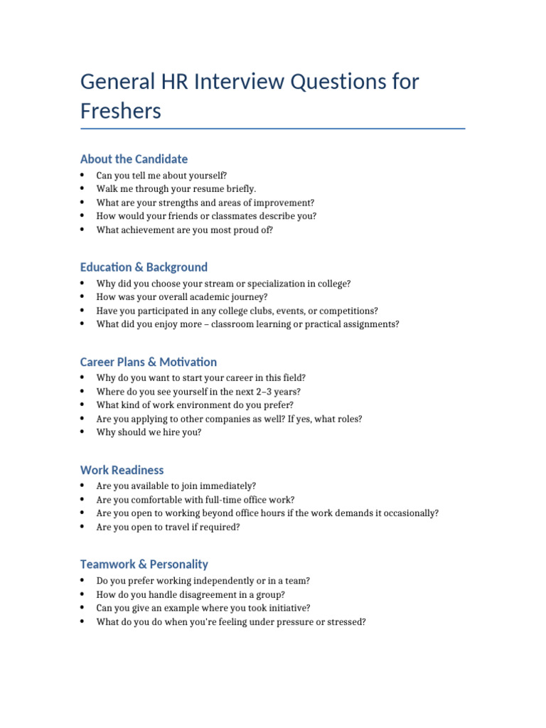 General HR Interview Questions | PDF