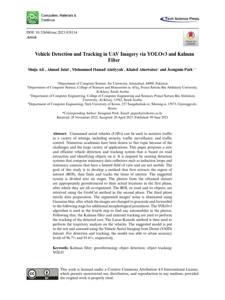 Vehicle Detection and Tracking in UAV Imagery Via | PDF | Kalman Filter