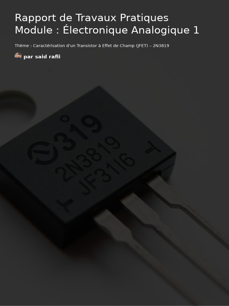 Caractérisation du JFET 2N3819 en TP | PDF | Transistor à effet de ...