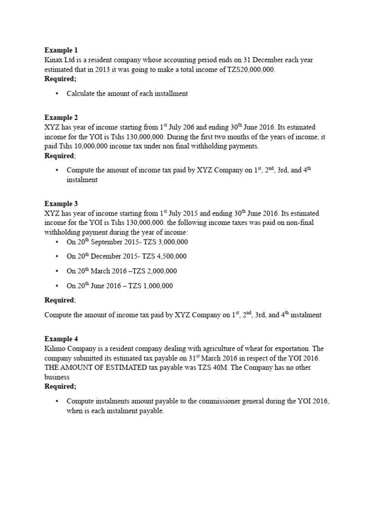 Income Tax Calculation Examples in Tanzania | PDF | Taxes | Income Tax