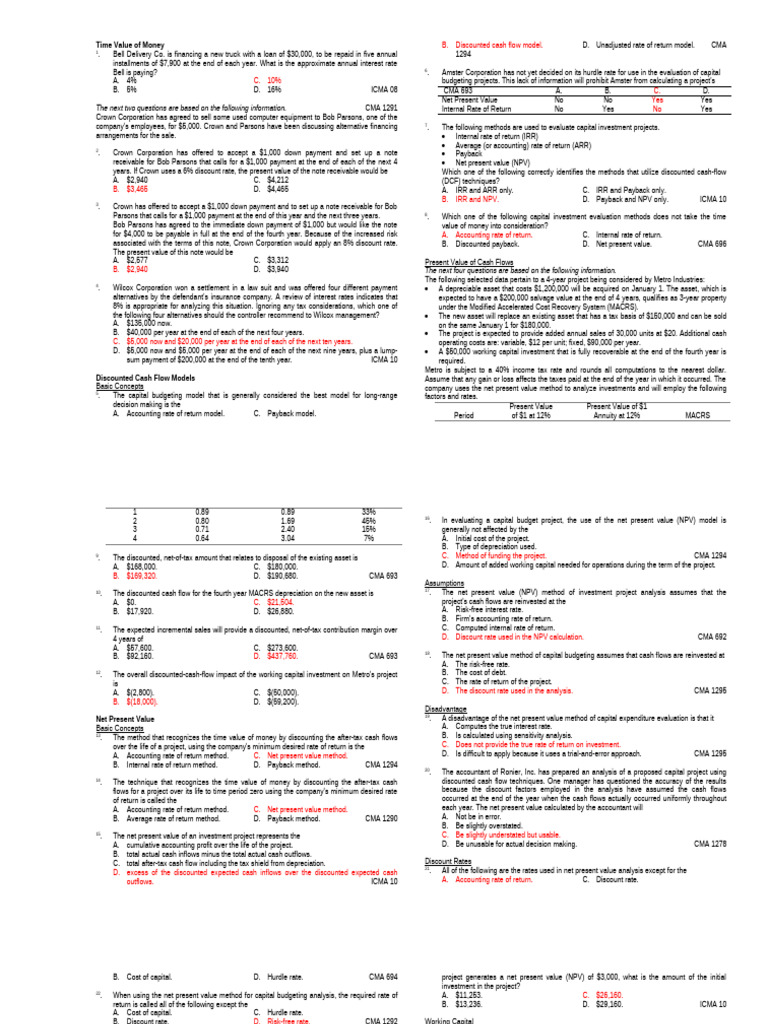 Time Value of Money and Cash Flow Analysis | PDF | Net Present Value ...