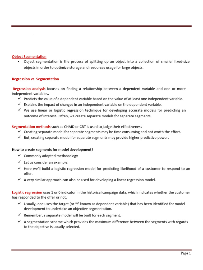 Data Analytics: Object Segmentation Explained | PDF | Autoregressive ...