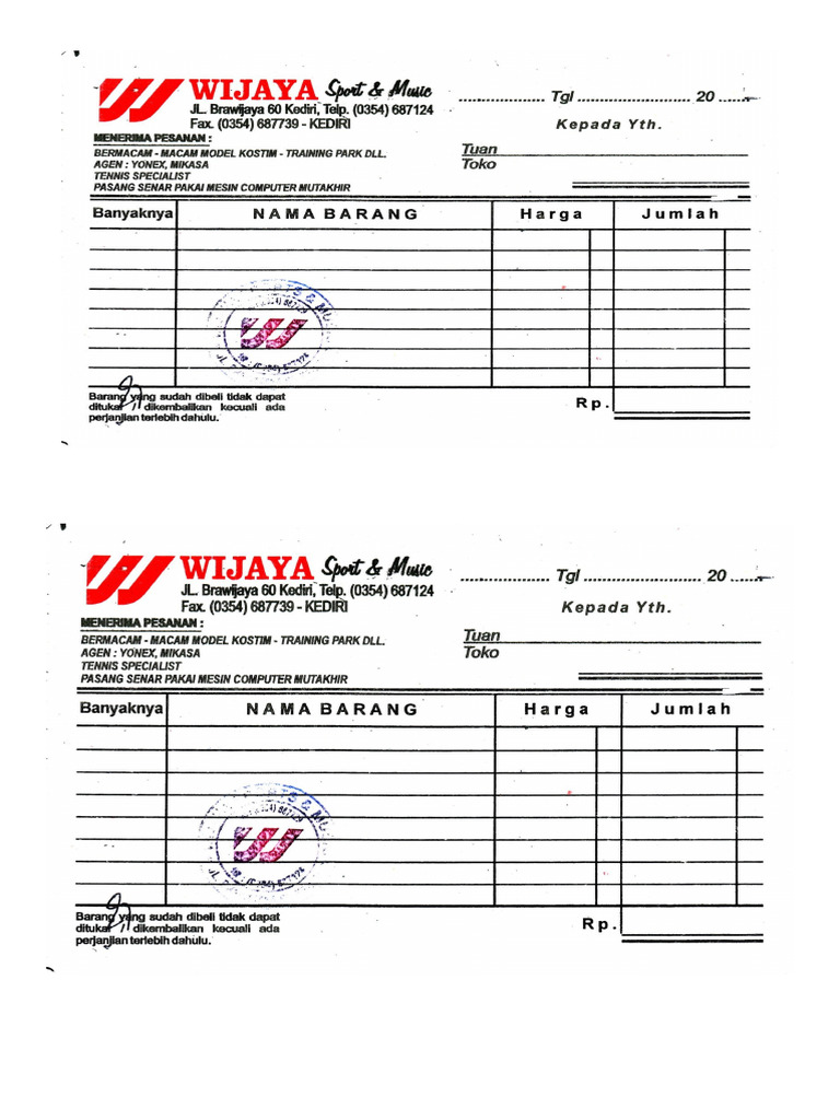Copy Nota Wijaya Sport | PDF
