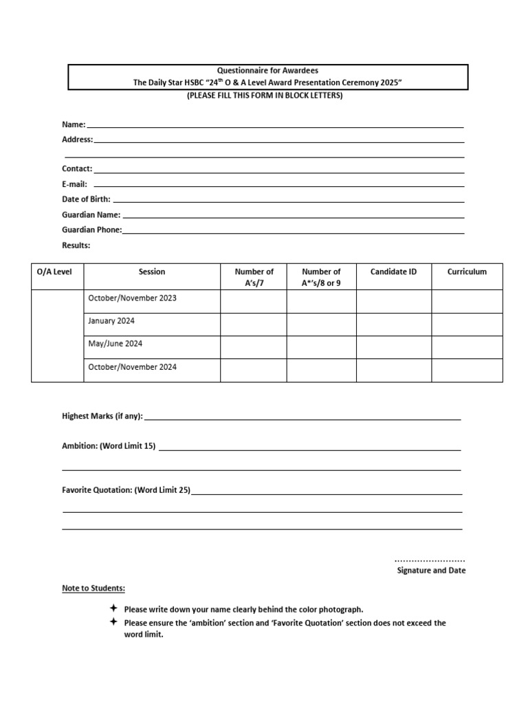 Questionnaire Format 24 | PDF