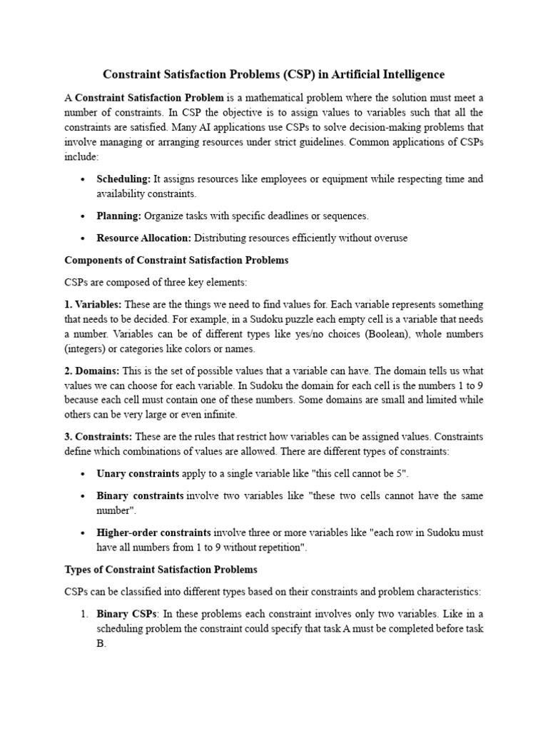Understanding Constraint Satisfaction Problems | PDF | Applied ...