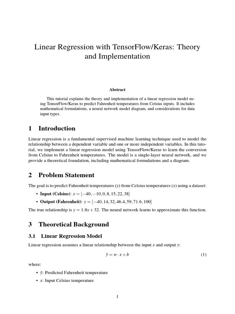 Linear Regression with Keras Tutorial | PDF | Regression Analysis ...