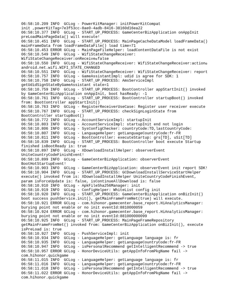 Game Center Startup Log Analysis | PDF | Computing | Software