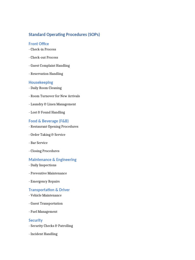 Front Office SOPs and Procedures Guide | PDF