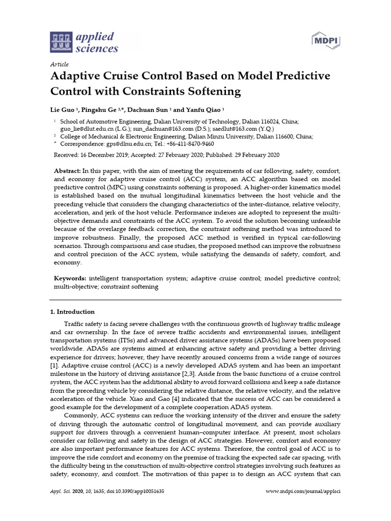 MPC-Based Adaptive Cruise Control System | PDF | Mathematical ...