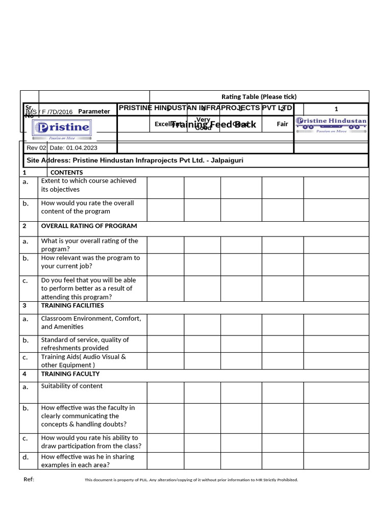 07.training Feedback Form | PDF