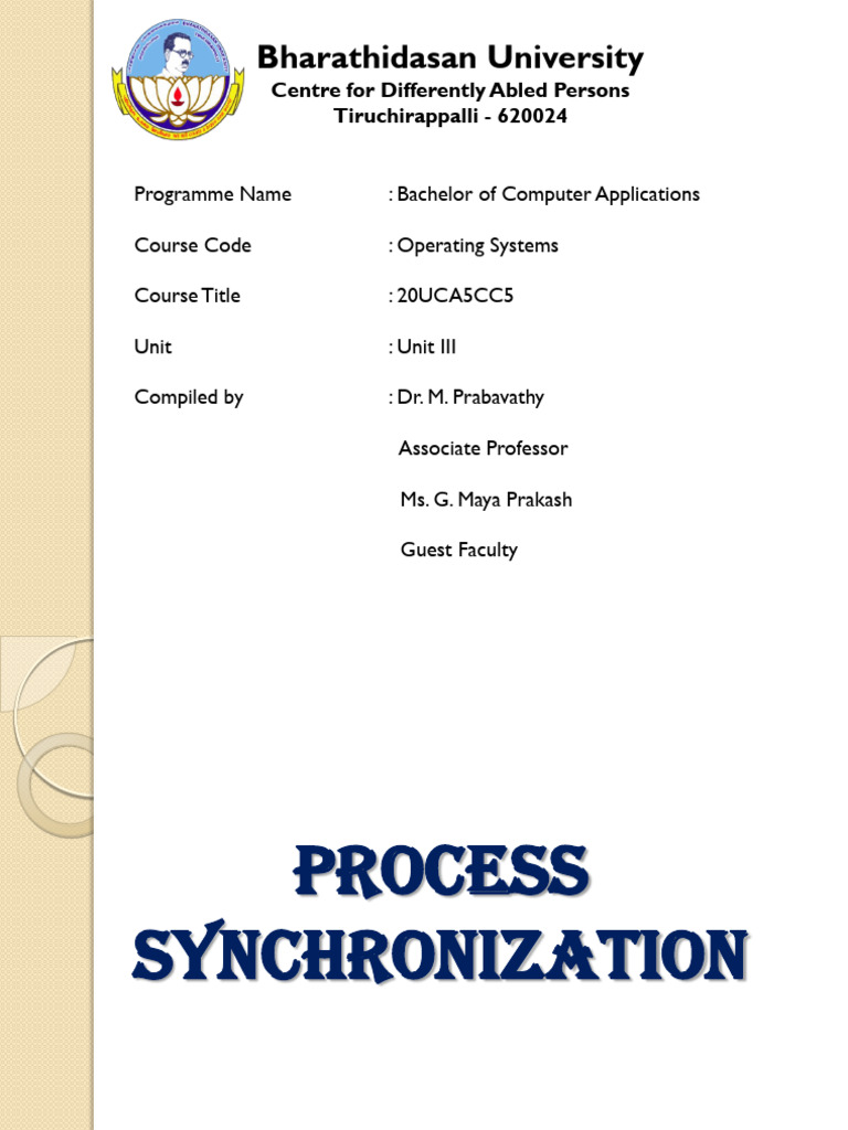 Process Synchronization and Deadlock Management | PDF | Synchronization ...