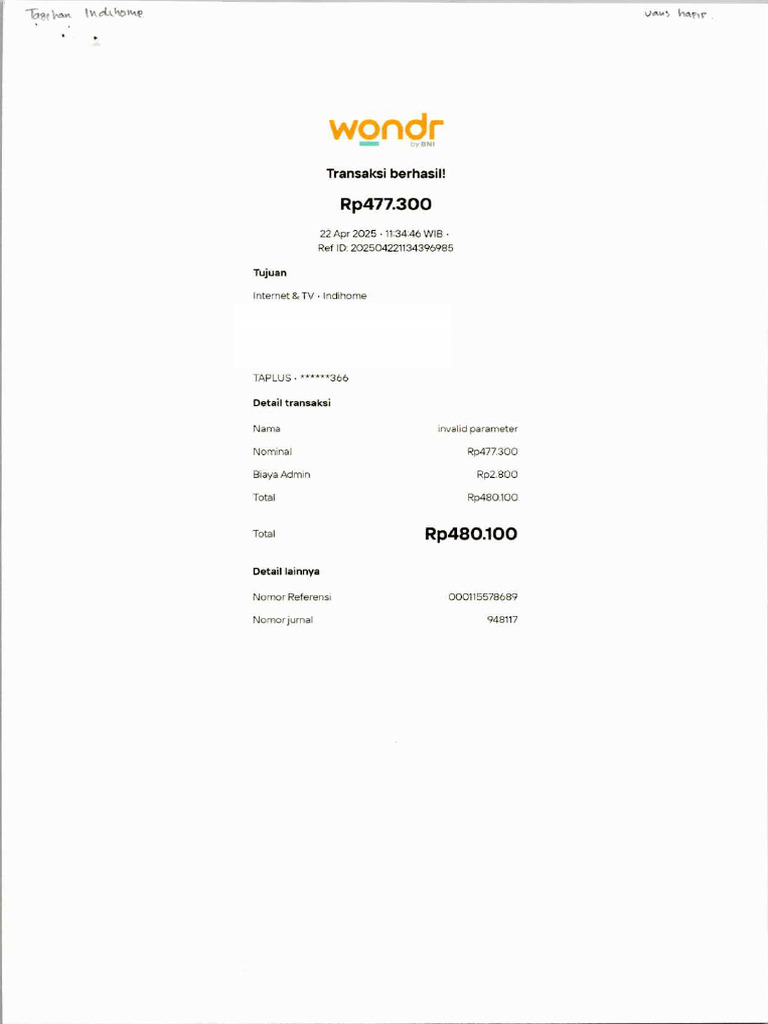 Tagihan Indihome | PDF