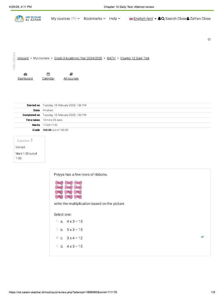 Grade 3 Math Daily Test Review | PDF