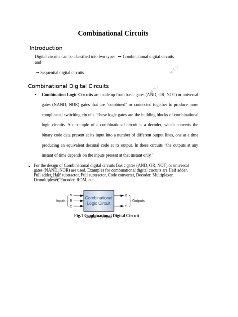 Combinational Circuits | PDF | Computing | Electrical Circuits